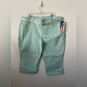 Lee Women's Regular Fit Mid Rise Capri Jeans Seafoam Mint Green Casual Sz 22